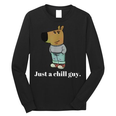 Chill Guy Dog Funny Chill Guy Meme Long Sleeve Shirt
