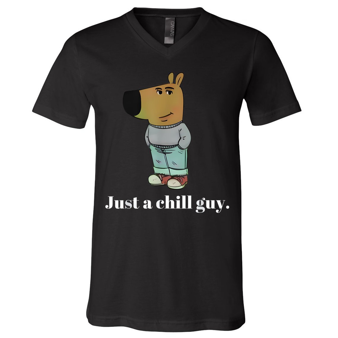 Chill Guy Dog Funny Chill Guy Meme V-Neck T-Shirt