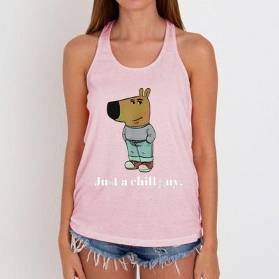 Chill Guy Dog Funny Chill Guy Meme Women's Knotted Racerback Tank