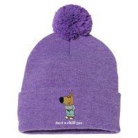 Chill Guy Dog Funny Chill Guy Meme Pom Pom 12in Knit Beanie