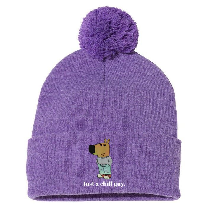 Chill Guy Dog Funny Chill Guy Meme Pom Pom 12in Knit Beanie