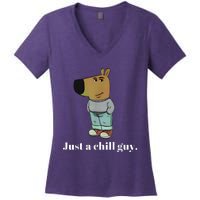 Chill Guy Dog Funny Chill Guy Meme Women's V-Neck T-Shirt