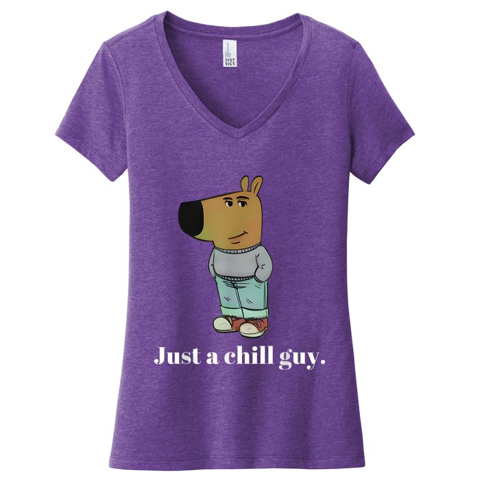 Chill Guy Dog Funny Chill Guy Meme Women's V-Neck T-Shirt