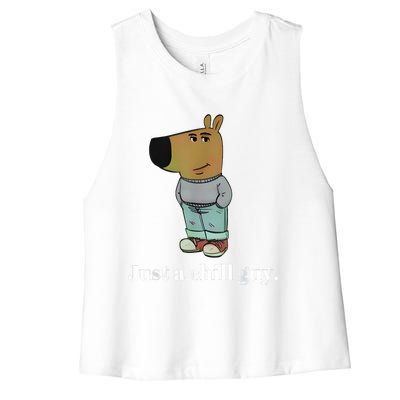 Chill Guy Dog Funny Chill Guy Meme Women's Racerback Cropped Tank