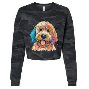 Cute Goldendoodle Dog On Golden Doodle Lover Cropped Pullover Crew