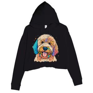 Cute Goldendoodle Dog On Golden Doodle Lover Crop Fleece Hoodie