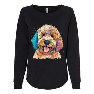 Cute Goldendoodle Dog On Golden Doodle Lover Womens California Wash Sweatshirt