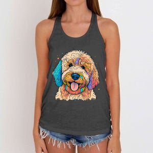 Cute Goldendoodle Dog On Golden Doodle Lover Women's Knotted Racerback Tank