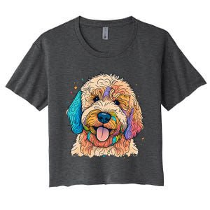 Cute Goldendoodle Dog On Golden Doodle Lover Women's Crop Top Tee