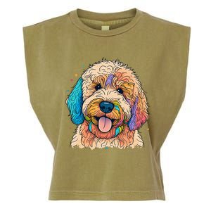 Cute Goldendoodle Dog On Golden Doodle Lover Garment-Dyed Women's Muscle Tee