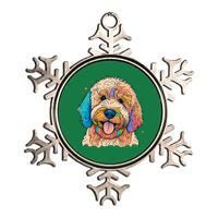 Cute Goldendoodle Dog On Golden Doodle Lover Metallic Star Ornament