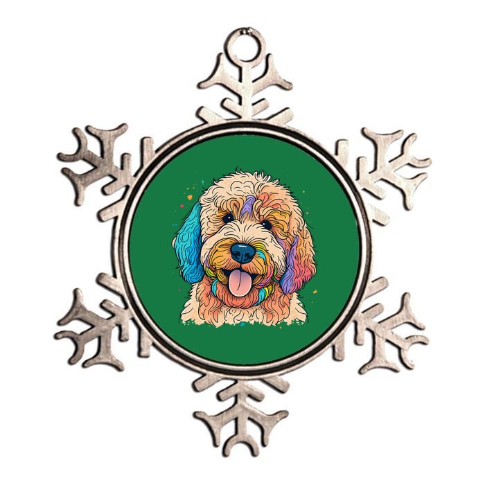 Cute Goldendoodle Dog On Golden Doodle Lover Metallic Star Ornament