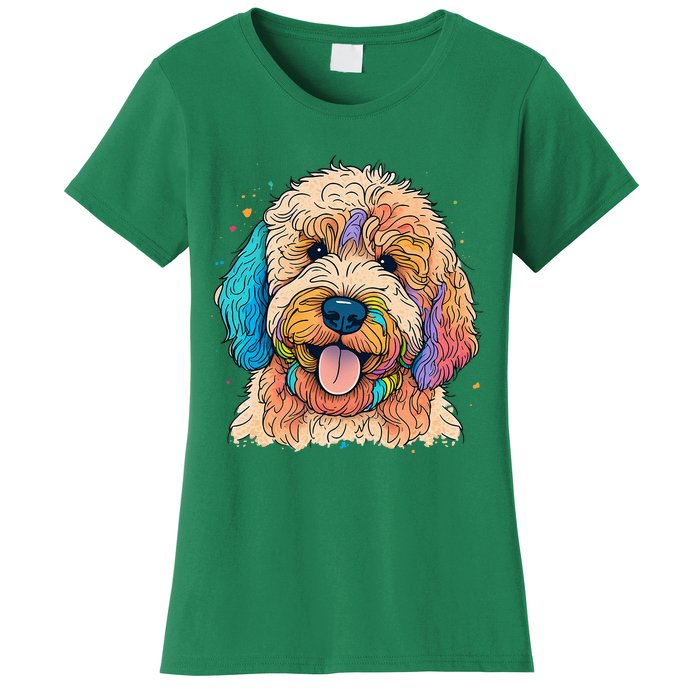 Cute Goldendoodle Dog On Golden Doodle Lover Women's T-Shirt