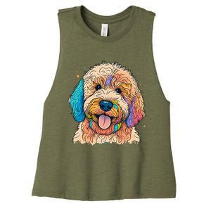 Cute Goldendoodle Dog On Golden Doodle Lover Women's Racerback Cropped Tank