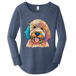 Cute Goldendoodle Dog On Golden Doodle Lover Women's Perfect Tri Tunic Long Sleeve Shirt