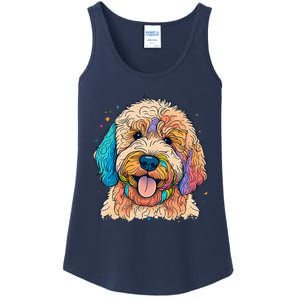 Cute Goldendoodle Dog On Golden Doodle Lover Ladies Essential Tank