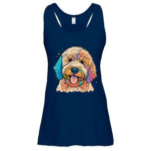 Cute Goldendoodle Dog On Golden Doodle Lover Ladies Essential Flowy Tank