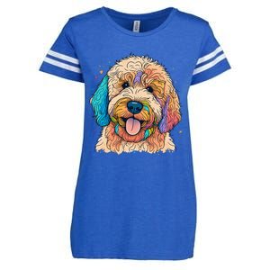 Cute Goldendoodle Dog On Golden Doodle Lover Enza Ladies Jersey Football T-Shirt