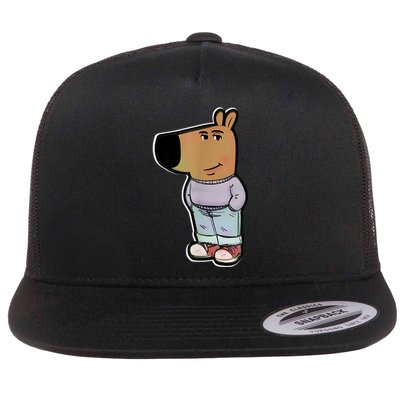 Chill Guy Dog Funny Chill Guy Meme Flat Bill Trucker Hat