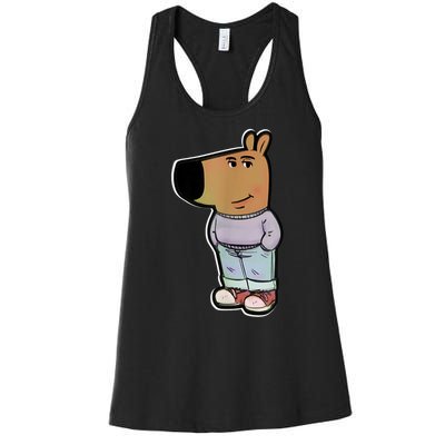 Chill Guy Dog Funny Chill Guy Meme Women's Racerback Tank