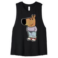 Chill Guy Dog Funny Chill Guy Meme Women's Racerback Cropped Tank