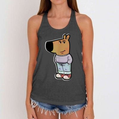 Chill Guy Dog Funny Chill Guy Meme Women's Knotted Racerback Tank