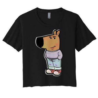 Chill Guy Dog Funny Chill Guy Meme Women's Crop Top Tee