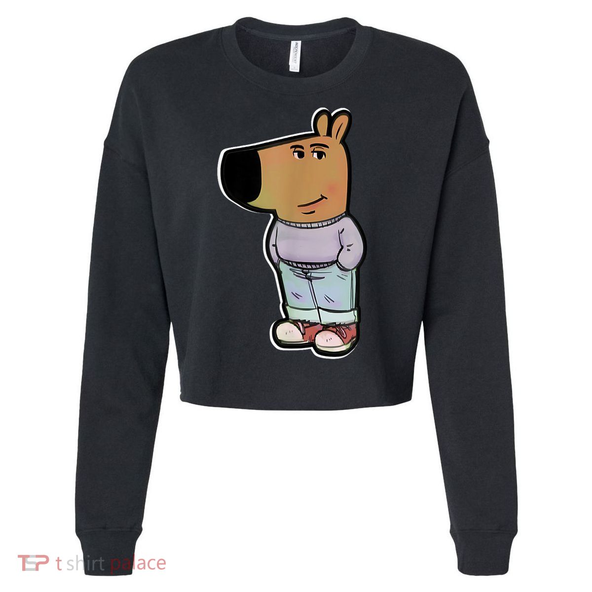 Chill Guy Dog Funny Chill Guy Meme Cropped Pullover Crew
