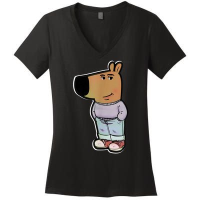 Chill Guy Dog Funny Chill Guy Meme Women's V-Neck T-Shirt