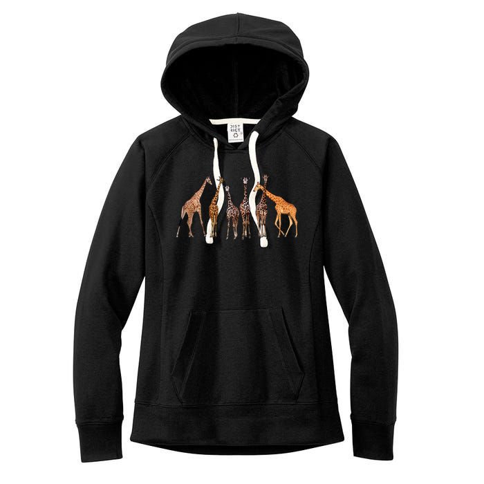 Cute Giraffe Design For Women Safari Zoo Giraffe Lovers Women's Fleece Hoodie