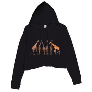 Cute Giraffe Design For Women Safari Zoo Giraffe Lovers Crop Fleece Hoodie