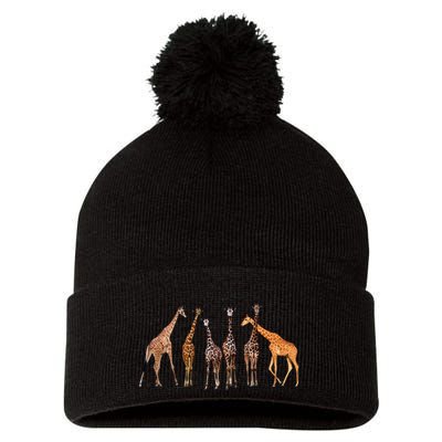 Cute Giraffe Design For Women Safari Zoo Giraffe Lovers Pom Pom 12in Knit Beanie