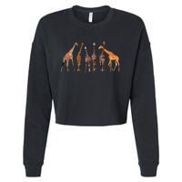 Cute Giraffe Design For Women Safari Zoo Giraffe Lovers Cropped Pullover Crew