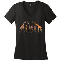 Cute Giraffe Design For Women Safari Zoo Giraffe Lovers Women's V-Neck T-Shirt