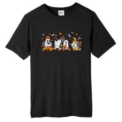 Cute Ghost Drinking Coffee Halloween Fall Ghost Book Reading Tall Fusion ChromaSoft Performance T-Shirt