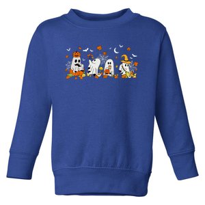 Cute Ghost Drinking Coffee Halloween Fall Ghost Book Reading Toddler Sweatshirt