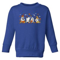 Cute Ghost Drinking Coffee Halloween Fall Ghost Book Reading Toddler Sweatshirt