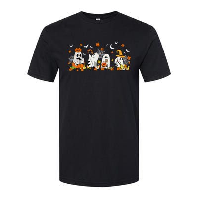 Cute Ghost Drinking Coffee Halloween Fall Ghost Book Reading Softstyle CVC T-Shirt