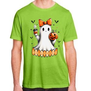 Cute Ghost Drinking Coffee Halloween Fall Ghost Coffee Adult ChromaSoft Performance T-Shirt