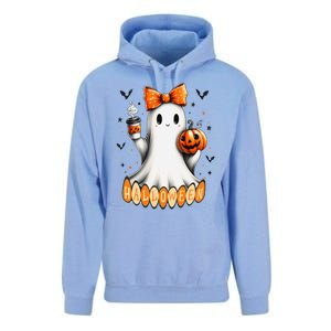 Cute Ghost Drinking Coffee Halloween Fall Ghost Coffee Unisex Surf Hoodie