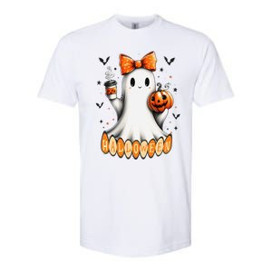 Cute Ghost Drinking Coffee Halloween Fall Ghost Coffee Softstyle CVC T-Shirt