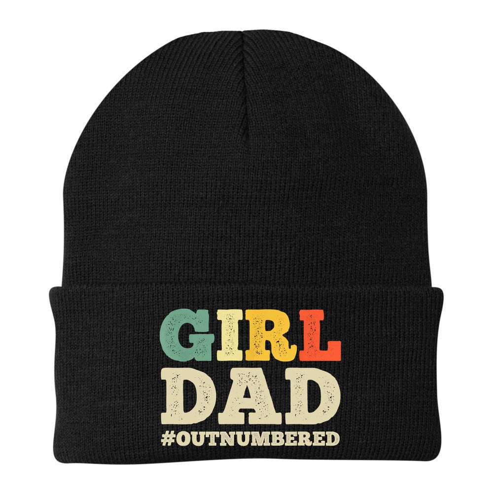 Cool Girl Dad For Father Super Proud Dad Outnumbered Dad Beanie