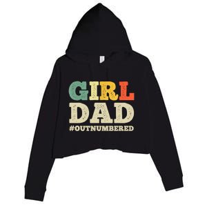 Cool Girl Dad For Father Super Proud Dad Outnumbered Dad Crop Fleece Hoodie