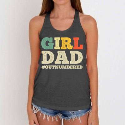 Cool Girl Dad For Father Super Proud Dad Outnumbered Dad Women's Knotted Racerback Tank