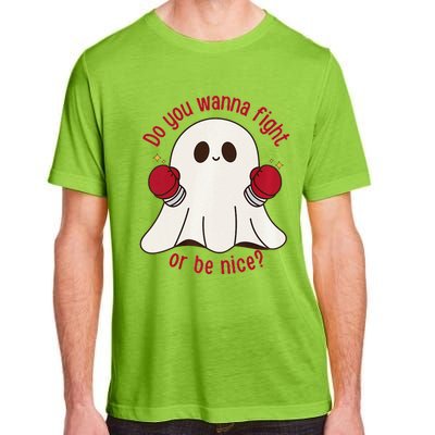 Cute Ghost Do You Wanna Fight Or Be Nice Premium Adult ChromaSoft Performance T-Shirt