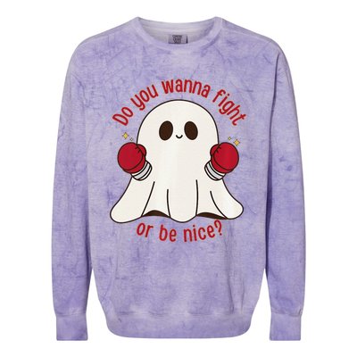 Cute Ghost Do You Wanna Fight Or Be Nice Premium Colorblast Crewneck Sweatshirt