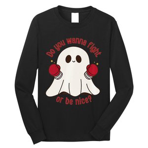 Cute Ghost Do You Wanna Fight Or Be Nice Premium Long Sleeve Shirt