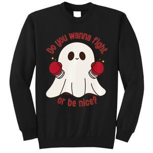 Cute Ghost Do You Wanna Fight Or Be Nice Premium Sweatshirt