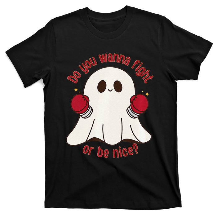 Cute Ghost Do You Wanna Fight Or Be Nice Premium T-Shirt