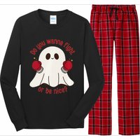 Cute Ghost Do You Wanna Fight Or Be Nice Premium Long Sleeve Pajama Set